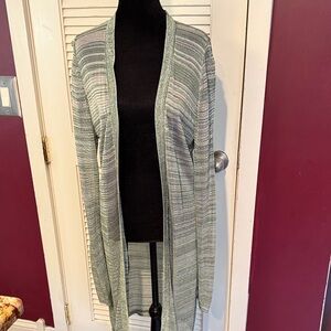 LAST CHANCE Ann Taylor Green Marble Open Cardigan Sweater Duster Size M